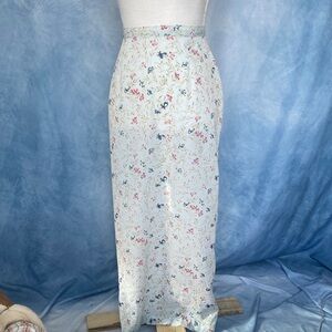 💍2for$50💍Vintage 1990s Pastel Floral Maxi Skirt Chiffon Sheer Spring Cottagecore
